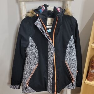 Roxy Black and White Jacket with Orange Trim